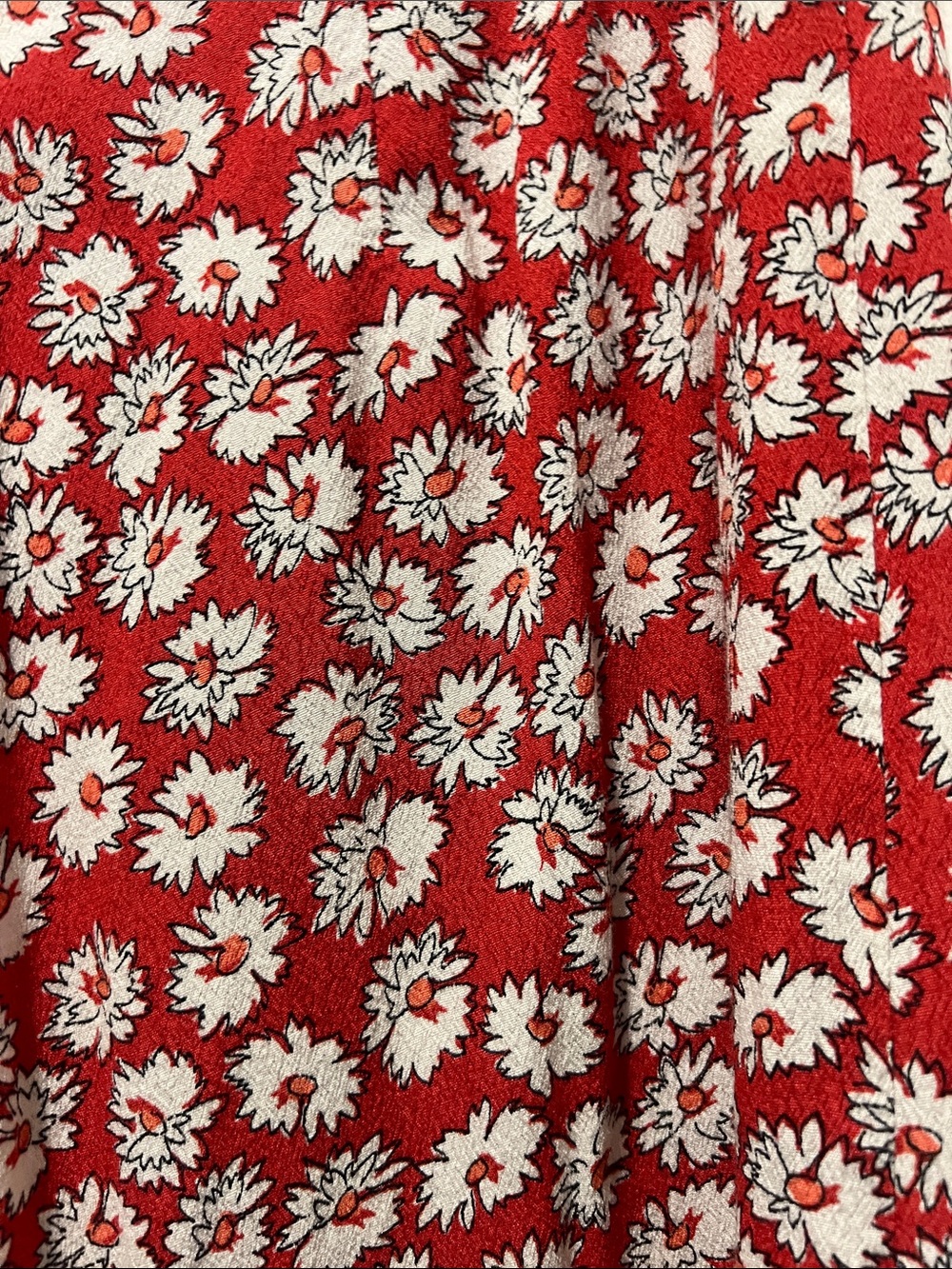 Anthropologie Burnt Coral Floral Flare Pants with White Daisy Motif - Picture 10 of 10